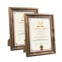 New Design Creative Custom A4 Distressed Wood Document Diploma Certificate Award Picture Photo Frame With Glass